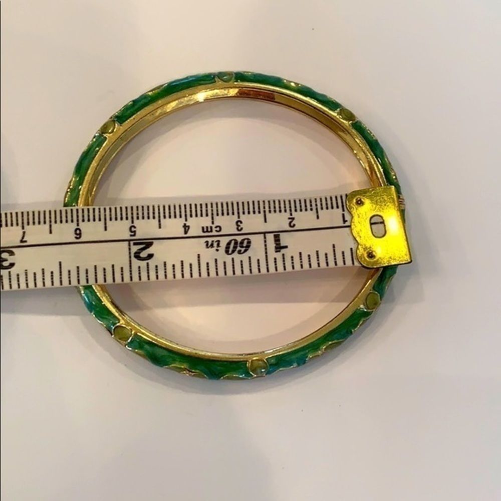 JTF green swirl enamel hinged clamp bangle - Picture 8 of 11